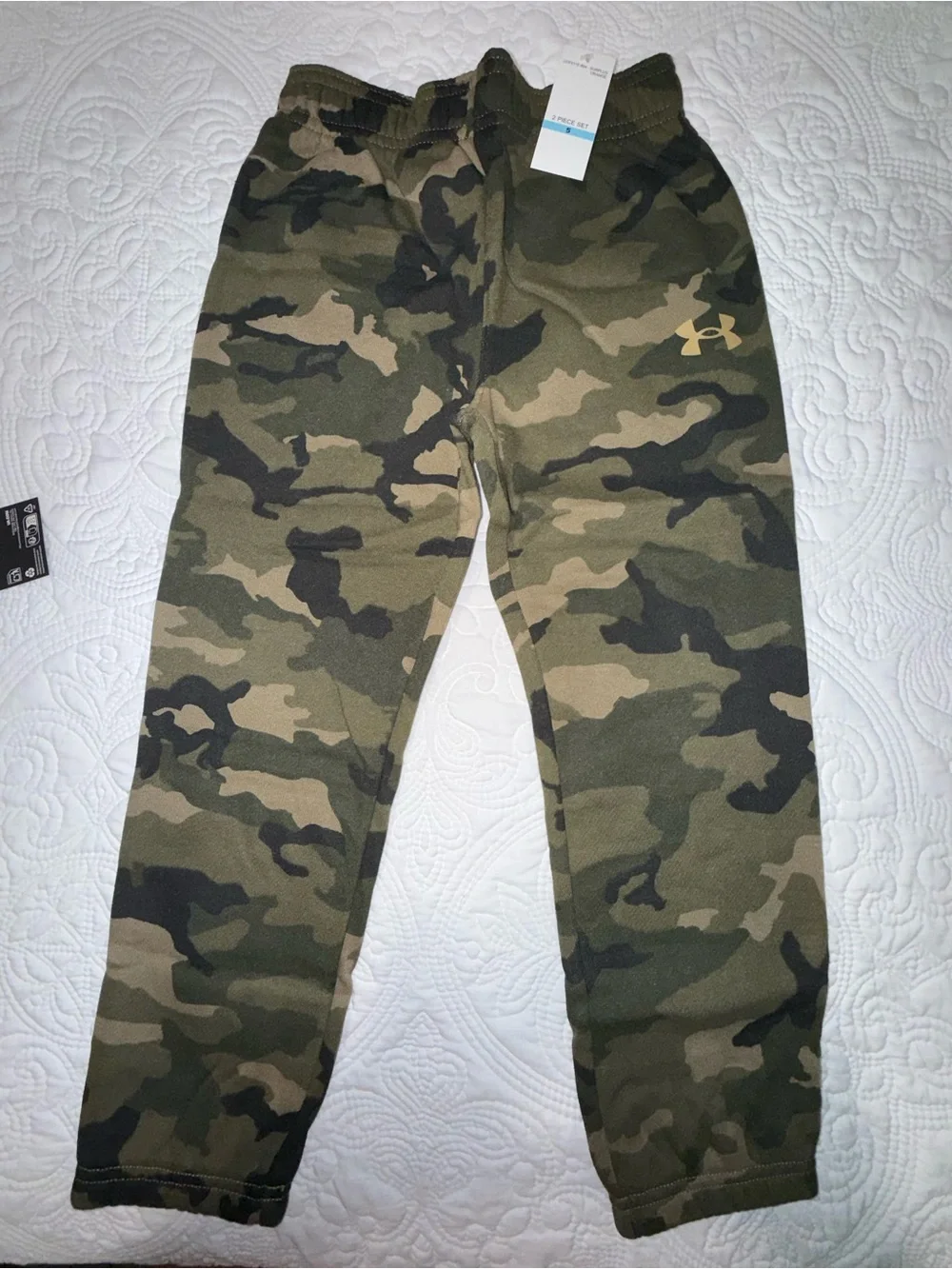 Under Armour Boys Orange Tee with Green Camo Joggers